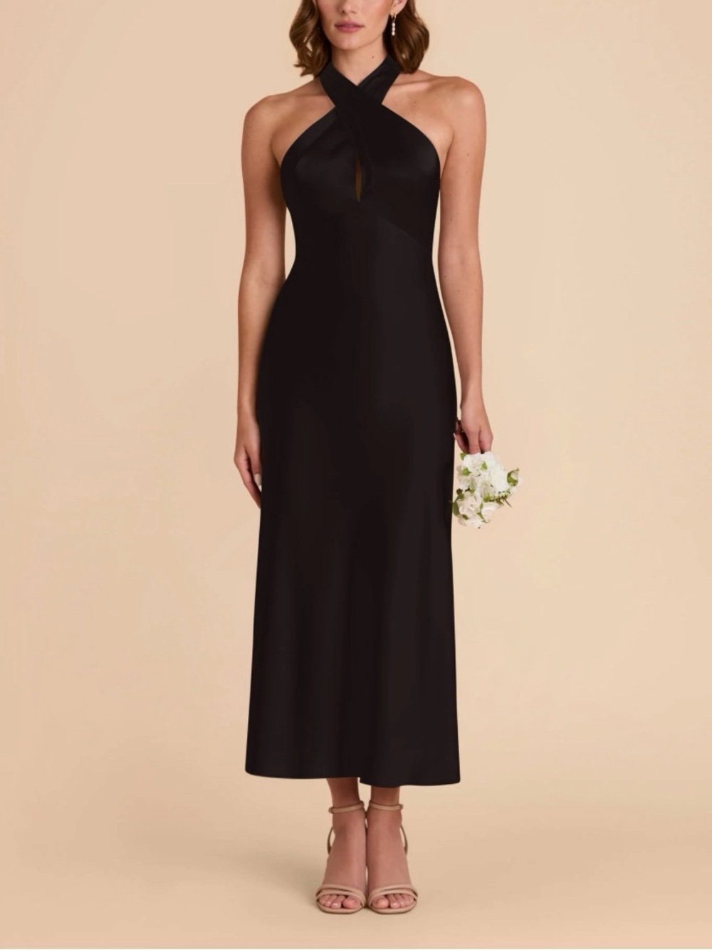 Birdy Grey Black One-Shoulder Crisscross Evening Dress